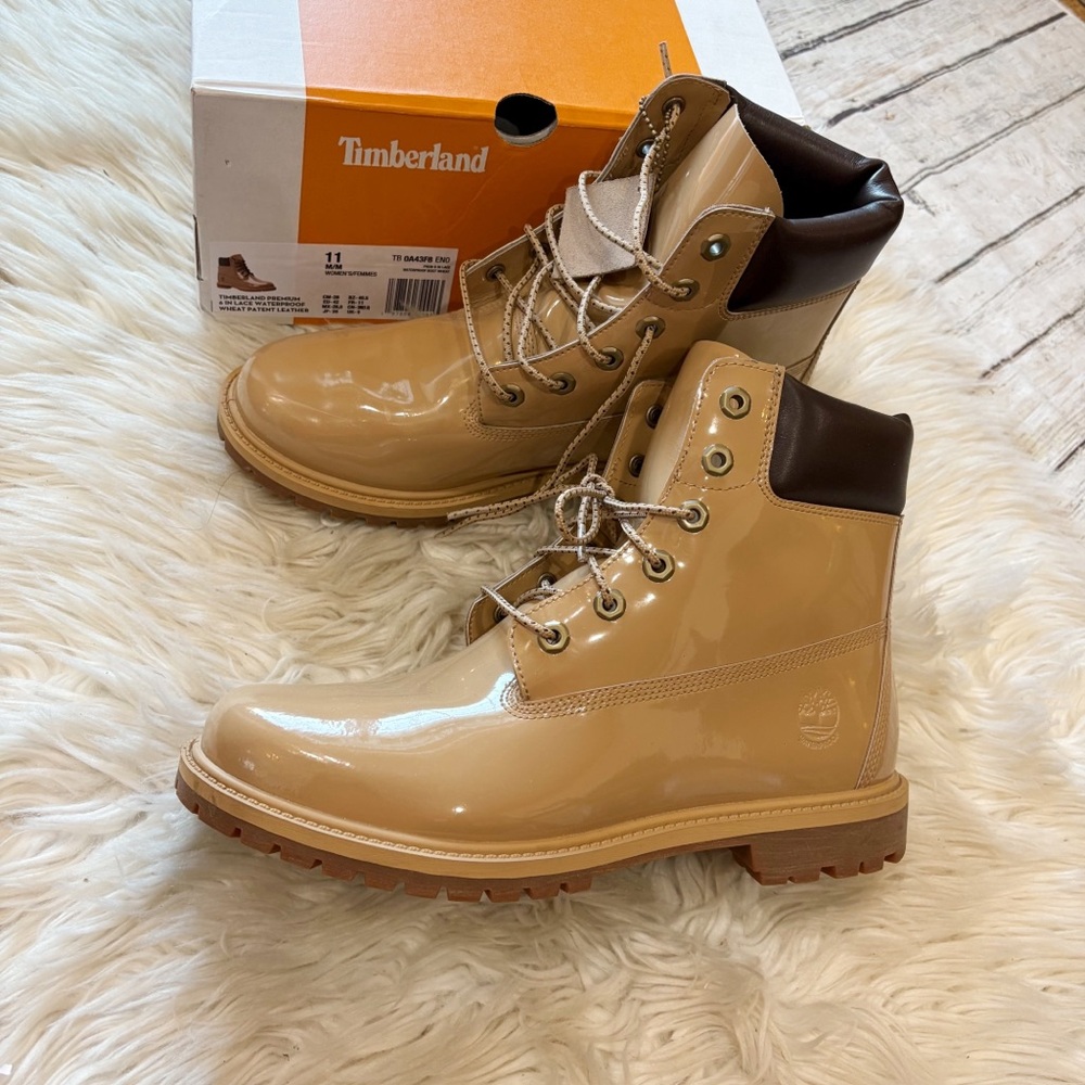 Timberland Wheat Patent Leather Premium 6 Inch Waterproof Boots Women’s Size 11